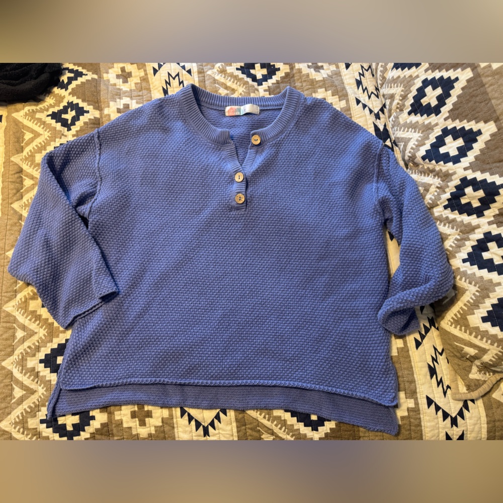 Free People Blue OVERSIZED Crew Neck Sweater